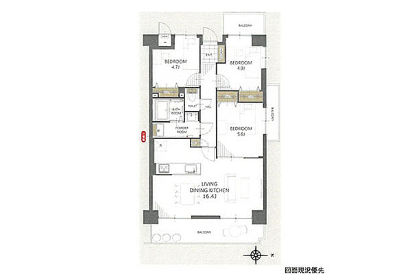 間取り 藤和三筋ハイタウン 4階/-