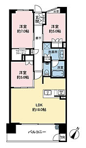 間取り：お住まいは6階フロアー。明るく暖かい陽射しが望める南東向きの3LDKです。