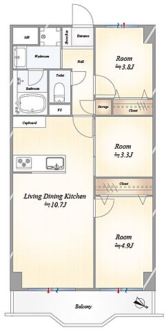 間取り 洋伸小豆沢公園マンション 2階/218号室