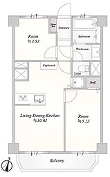 浦和氷川コーポ 2LDKの間取図画像