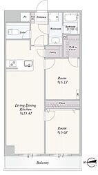 シャン・ド・ヴィラージュ 2LDKの間取図画像