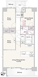 コスモ川口アーバンフォルム弐番館 2SLDKの間取図画像