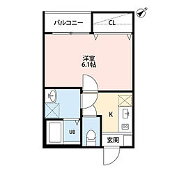 SAKURA An 202 2階1Kの間取り