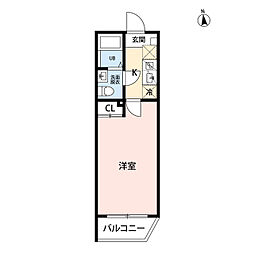 VISTA柏 1Kの間取図画像