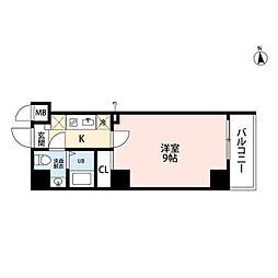 SkyMatsudo 1Kの間取図画像