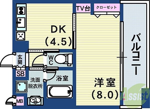 プレジール三ノ宮 ｜兵庫県神戸市中央区加納町2丁目(賃貸マンション1DK・7階・35.09㎡)の写真 その2