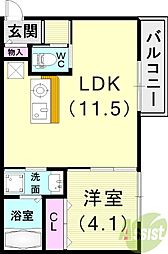 HCフラッツ国玉ガーデンII 2階1LDKの間取り