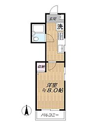 第二ソルステージ大岡山 1Kの間取図画像