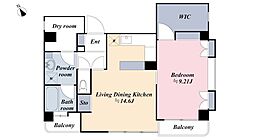ローゼンハイツ西麻布 1LDKの間取図画像