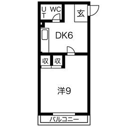 ハイコーポマイウェイ 1Kの間取図画像