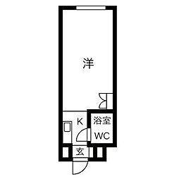 七間町ハイム 8階1Kの間取り