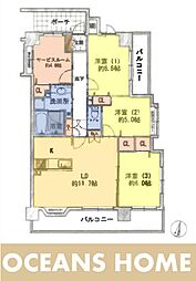 ダイアパレス川越西小仙波 3SLDKの間取図画像