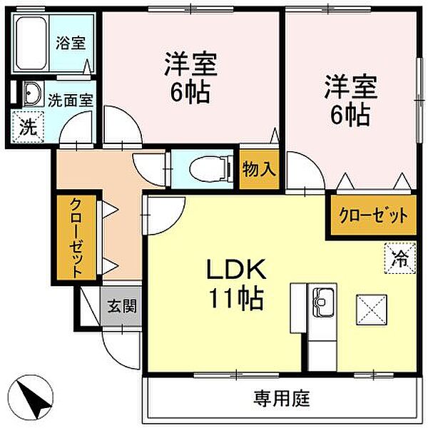 サニーヒルズII 102｜広島県広島市佐伯区三宅３丁目(賃貸アパート2LDK・1階・55.20㎡)の写真 その2