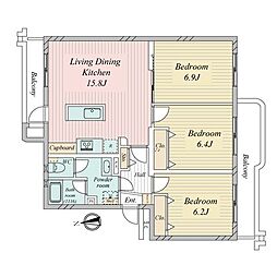 西原グリーンハイツ11号棟 3LDKの間取図画像