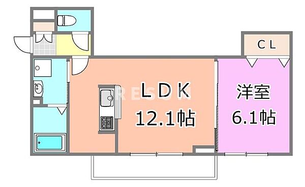 千葉県千葉市中央区弁天3丁目(賃貸アパート1LDK・2階・41.17㎡)の写真 その2