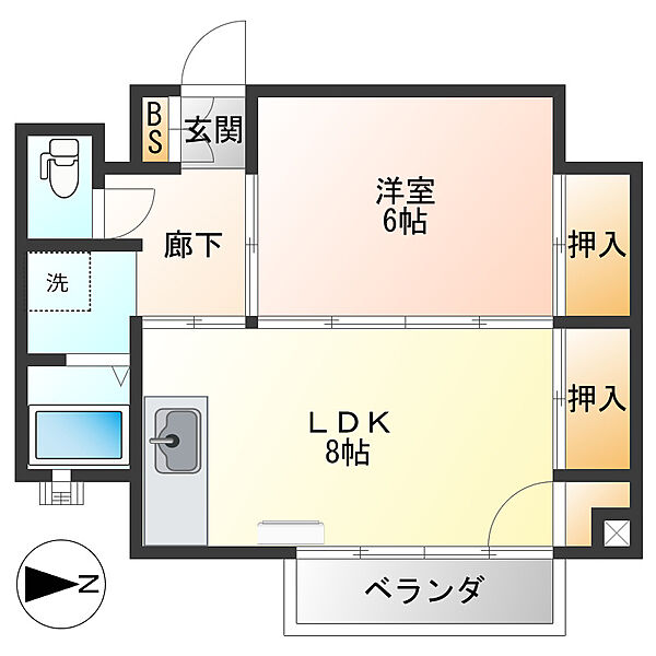 ラ・ベール ｜山形県山形市松波4丁目(賃貸マンション1LDK・4階・35.50㎡)の写真 その2