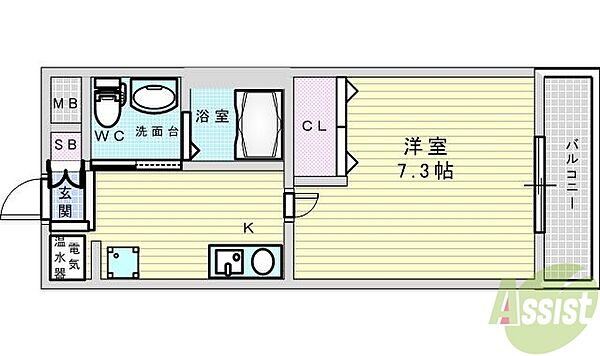 CASSIA豊中三国 402｜大阪府豊中市三国1丁目(賃貸マンション1K・4階・25.03㎡)の写真 その2