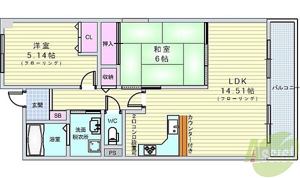 グランパス曽根 203｜大阪府豊中市曽根西町2丁目(賃貸マンション2LDK・2階・58.17㎡)の写真 その2