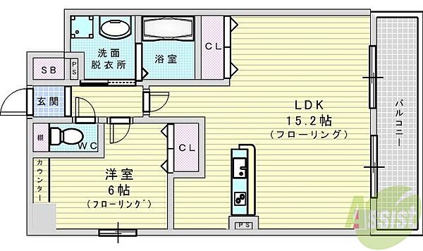 ウィスタリア三国 707｜大阪府豊中市三国1丁目(賃貸マンション1LDK・7階・49.28㎡)の写真 その2