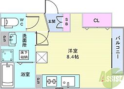 パークス石橋阪大前 ワンルームの間取図画像