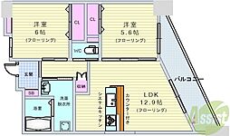 シェーンブルン羽鷹 2LDKの間取図画像