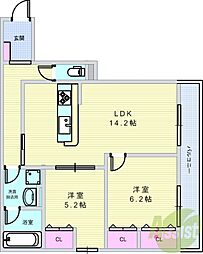 D-residence荘園B 2LDKの間取図画像