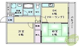 ストーク利倉 2DKの間取図画像