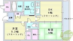 アンジュルーヴル 2DKの間取図画像