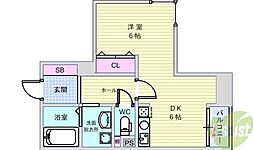 スクエア 1DKの間取図画像