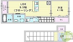 カステリーノ螢池 1LDKの間取図画像