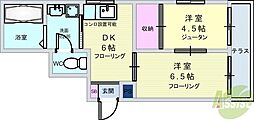 レクウエーム豊中 2DKの間取図画像