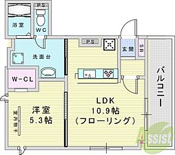 池田市大和町マンション 1LDKの間取図画像