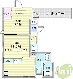 池田市大和町マンション 1LDKの間取図画像