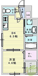 KTIレジデンス三国4 1DKの間取図画像