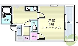 ギャレ蛍池 1Kの間取図画像