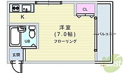 プレアール中桜塚 ワンルームの間取図画像