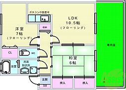 エイトハウス上野台 2LDKの間取図画像