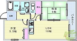 ロイヤルエスタ服部 2LDKの間取図画像