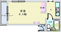 家暮楽とねやま坂 ワンルームの間取図画像