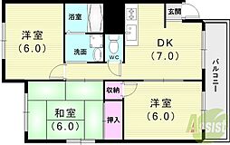 第2メゾンユタカ 3DKの間取図画像