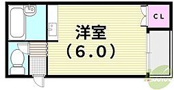サンシャイン豊中パート2 ワンルームの間取図画像