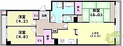 コープ野村豊中立花町 3LDKの間取図画像