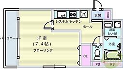 アンプルールシャイン 1Kの間取図画像