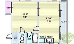 アイランド岡町 1LDKの間取図画像