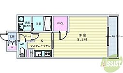 アンソレイユ 1Kの間取図画像