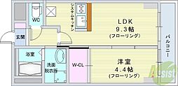 サイレンス服部 1LDKの間取図画像