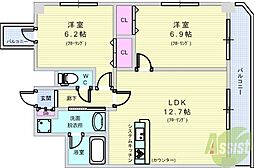 アーバネックス豊中桜塚 2LDKの間取図画像