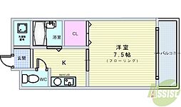 中川ビルエステュディオ豊中 1Kの間取図画像