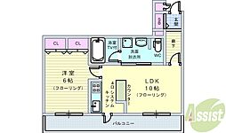 フェニックス緑地公園 1LDKの間取図画像