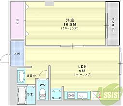 フェザー豊中マンション 1LDKの間取図画像